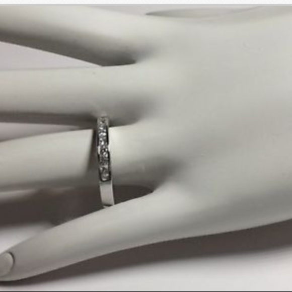 Silver Rhodium Anniversary Ring Eternity Size 10 - Picture 6 of 8